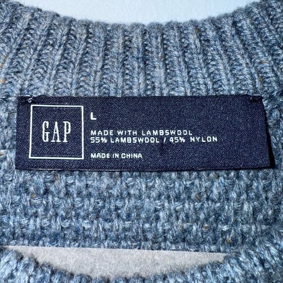 GAP men’s quality blue lambswool blend sweater size large EUC - Picture 5 of 7